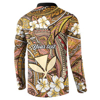 Personalised Hawaii Tribal Humpback Whale Button Sweatshirt Melemele Hibiscus Seamless Pattern
