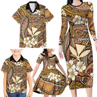 Personalised Hawaii Tribal Humpback Whale Family Matching Long Sleeve Bodycon Dress and Hawaiian Shirt Melemele Hibiscus Seamless Pattern LT9 - Polynesian Pride