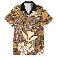 Personalised Hawaii Tribal Humpback Whale Family Matching Puletasi and Hawaiian Shirt Melemele Hibiscus Seamless Pattern LT9 Dad's Shirt - Short Sleeve Gold - Polynesian Pride