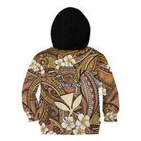 Personalised Hawaii Tribal Humpback Whale Kid Hoodie Melemele Hibiscus Seamless Pattern