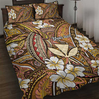 Personalised Hawaii Tribal Humpback Whale Quilt Bed Set Melemele Hibiscus Seamless Pattern