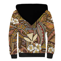 Personalised Hawaii Tribal Humpback Whale Sherpa Hoodie Melemele Hibiscus Seamless Pattern