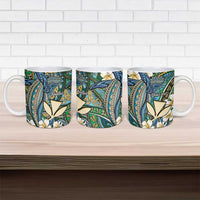 Personalised Hawaii Tribal Humpback Whale Ceramic Mug Omaomao Hibiscus Seamless Pattern