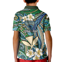 Personalised Hawaii Tribal Humpback Whale Kid Polo Shirt Omaomao Hibiscus Seamless Pattern