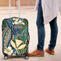Personalised Hawaii Tribal Humpback Whale Luggage Cover Omaomao Hibiscus Seamless Pattern