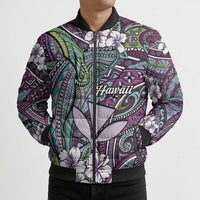 Personalised Hawaii Tribal Humpback Whale Bomber Puffer Jacket Poni Hibiscus Seamless Pattern