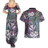 Personalised Hawaii Tribal Humpback Whale Couples Matching Summer Maxi Dress and Hawaiian Shirt Poni Hibiscus Seamless Pattern LT9 - Polynesian Pride