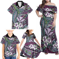 Personalised Hawaii Tribal Humpback Whale Family Matching Off Shoulder Maxi Dress and Hawaiian Shirt Poni Hibiscus Seamless Pattern LT9 - Polynesian Pride