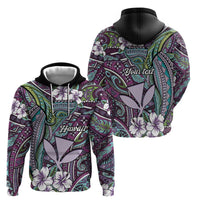 Personalised Hawaii Tribal Humpback Whale Zip Hoodie Poni Hibiscus Seamless Pattern