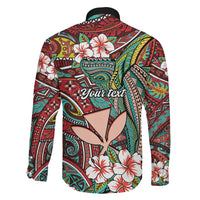 Personalised Hawaii Tribal Humpback Whale Family Matching Long Sleeve Bodycon Dress and Hawaiian Shirt Ulaula Hibiscus Seamless Pattern LT9 - Polynesian Pride