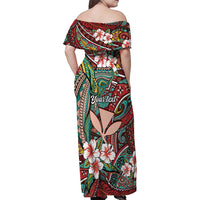 Personalised Hawaii Tribal Humpback Whale Family Matching Off Shoulder Maxi Dress and Hawaiian Shirt Ulaula Hibiscus Seamless Pattern LT9 - Polynesian Pride