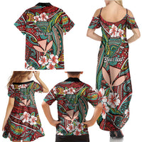 Personalised Hawaii Tribal Humpback Whale Family Matching Summer Maxi Dress and Hawaiian Shirt Ulaula Hibiscus Seamless Pattern LT9 - Polynesian Pride
