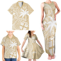Custom Indo Fijians Family Matching Tank Maxi Dress and Hawaiian Shirt Fiji ke Hindustani Polyneisan Paisley Beige Style LT9 - Polynesian Pride