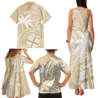 Custom Indo Fijians Family Matching Tank Maxi Dress and Hawaiian Shirt Fiji ke Hindustani Polyneisan Paisley Beige Style LT9 - Polynesian Pride