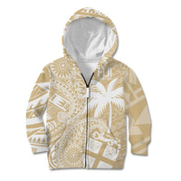 Custom Indo Fijians Kid Hoodie Fiji ke Hindustani Polyneisan Paisley Beige Style LT9 Zip Hoodie Beige - Polynesian Pride