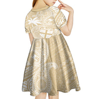 Custom Indo Fijians Kid Short Sleeve Dress Fiji ke Hindustani Polyneisan Paisley Beige Style LT9 - Polynesian Pride