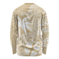 Custom Indo Fijians Long Sleeve Shirt Fiji ke Hindustani Polyneisan Paisley Beige Style LT9 - Polynesian Pride