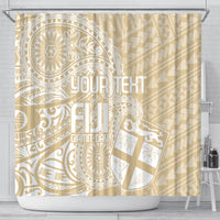 Custom Indo Fijians Shower Curtain Fiji ke Hindustani Polyneisan Paisley Beige Style LT9 - Polynesian Pride