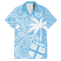 Custom Indo Fijians Family Matching Off Shoulder Short Dress and Hawaiian Shirt Fiji ke Hindustani Polyneisan Paisley Blue Style LT9 Dad's Shirt - Short Sleeve Blue - Polynesian Pride