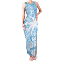 Custom Indo Fijians Family Matching Tank Maxi Dress and Hawaiian Shirt Fiji ke Hindustani Polyneisan Paisley Blue Style LT9 Mom's Dress Blue - Polynesian Pride