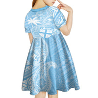 Custom Indo Fijians Kid Short Sleeve Dress Fiji ke Hindustani Polyneisan Paisley Blue Style LT9 - Polynesian Pride