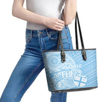 Custom Indo Fijians Leather Tote Bag Fiji ke Hindustani Polyneisan Paisley Blue Style LT9 - Polynesian Pride