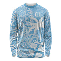 Custom Indo Fijians Long Sleeve Shirt Fiji ke Hindustani Polyneisan Paisley Blue Style LT9 Unisex Blue - Polynesian Pride