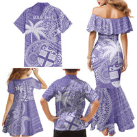 Custom Indo Fijians Family Matching Mermaid Dress and Hawaiian Shirt Fiji ke Hindustani Polyneisan Paisley Purple Style LT9 - Polynesian Pride