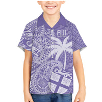 Custom Indo Fijians Family Matching Mermaid Dress and Hawaiian Shirt Fiji ke Hindustani Polyneisan Paisley Purple Style LT9 Son's Shirt Purple - Polynesian Pride
