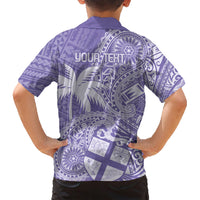 Custom Indo Fijians Family Matching Short Sleeve Bodycon Dress and Hawaiian Shirt Fiji ke Hindustani Polyneisan Paisley Purple Style LT9 - Polynesian Pride