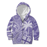 Custom Indo Fijians Kid Hoodie Fiji ke Hindustani Polyneisan Paisley Purple Style LT9 Zip Hoodie Purple - Polynesian Pride