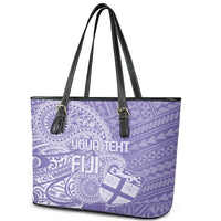 Custom Indo Fijians Leather Tote Bag Fiji ke Hindustani Polyneisan Paisley Purple Style LT9 - Polynesian Pride