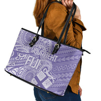 Custom Indo Fijians Leather Tote Bag Fiji ke Hindustani Polyneisan Paisley Purple Style LT9 - Polynesian Pride