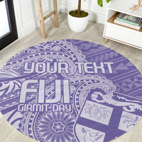 Custom Indo Fijians Round Carpet Fiji ke Hindustani Polyneisan Paisley Purple Style LT9 Purple - Polynesian Pride