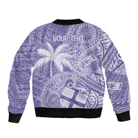 Custom Indo Fijians Sleeve Zip Bomber Jacket Fiji ke Hindustani Polyneisan Paisley Purple Style LT9 - Polynesian Pride
