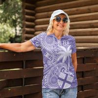 Custom Indo Fijians Women Polo Shirt Fiji ke Hindustani Polyneisan Paisley Purple Style LT9 - Polynesian Pride