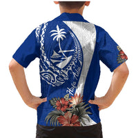 Blue Guam Hafa Adai Family Matching Mermaid Dress and Hawaiian Shirt Tropical Flowers with Polynesian Pattern LT9 - Polynesian Pride