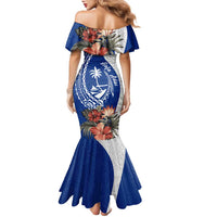 Blue Guam Hafa Adai Family Matching Mermaid Dress and Hawaiian Shirt Tropical Flowers with Polynesian Pattern LT9 - Polynesian Pride