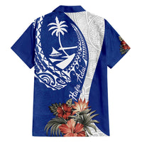 Blue Guam Hafa Adai Family Matching Summer Maxi Dress and Hawaiian Shirt Tropical Flowers with Polynesian Pattern LT9 - Polynesian Pride
