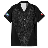 Queensland Maori Rugby Nga Hau e Wha Family Matching Off Shoulder Short Dress and Hawaiian Shirt Black Motif LT9 Dad's Shirt - Short Sleeve Black - Polynesian Pride