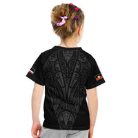 Queensland Maori Rugby Nga Hau e Wha Kid T Shirt Black Motif