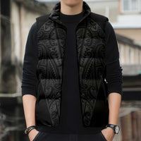 Queensland Maori Rugby Nga Hau e Wha Sleeveless Puffer Jacket Black Motif - Polynesian Pride