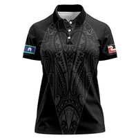Queensland Maori Rugby Nga Hau e Wha Women Polo Shirt Black Motif LT9 Female Black - Polynesian Pride