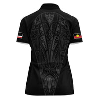 Queensland Maori Rugby Nga Hau e Wha Women Polo Shirt Black Motif LT9 - Polynesian Pride