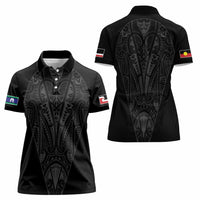 Queensland Maori Rugby Nga Hau e Wha Women Polo Shirt Black Motif LT9 - Polynesian Pride