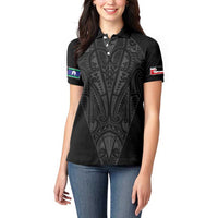Queensland Maori Rugby Nga Hau e Wha Women Polo Shirt Black Motif LT9 - Polynesian Pride