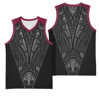 Queensland Maori Rugby Nga Hau e Wha Basketball Jersey Maroon Motif - Polynesian Pride
