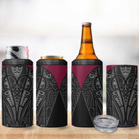 Queensland Maori Rugby Nga Hau e Wha 4 in 1 Can Cooler Tumbler Maroon Motif LT9 - Polynesian Pride