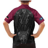 Queensland Maori Rugby Nga Hau e Wha Family Matching Mermaid Dress and Hawaiian Shirt Maroon Motif LT9 - Polynesian Pride