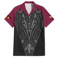 Queensland Maori Rugby Nga Hau e Wha Family Matching Summer Maxi Dress and Hawaiian Shirt Maroon Motif LT9 Dad's Shirt - Short Sleeve Maroon - Polynesian Pride